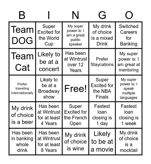 Jolie's Bingo Card