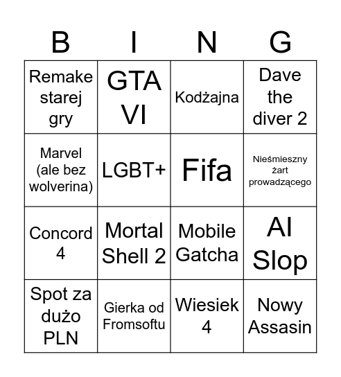 Summer Fest Bingo Card