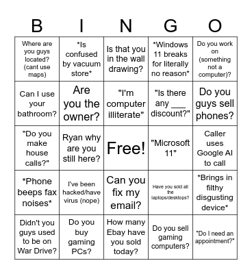 Peoria IT Bingo Card