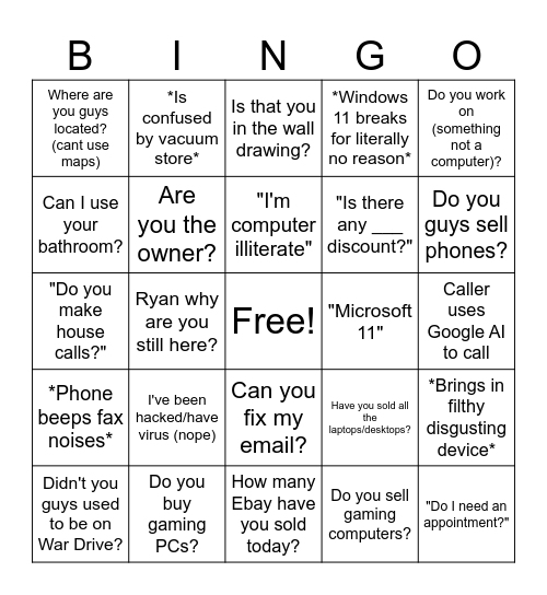 Peoria IT Bingo Card