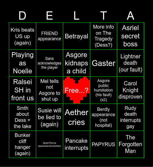 DELTARUNE Chapter 5 Bingo Card