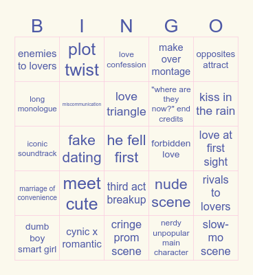 🎞️💌Movie Bingo💌🎞️ Bingo Card
