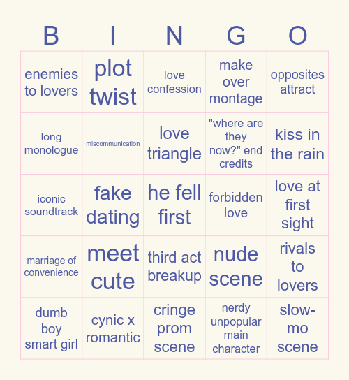 🎞️💌Movie Bingo💌🎞️ Bingo Card