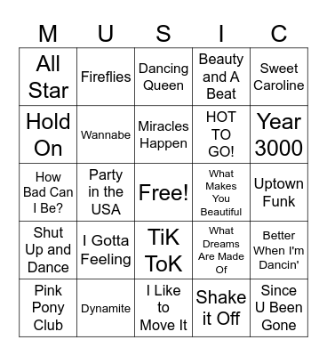 Music Bingo Card