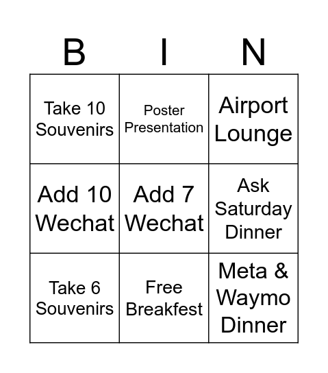 Conference Bingo Card