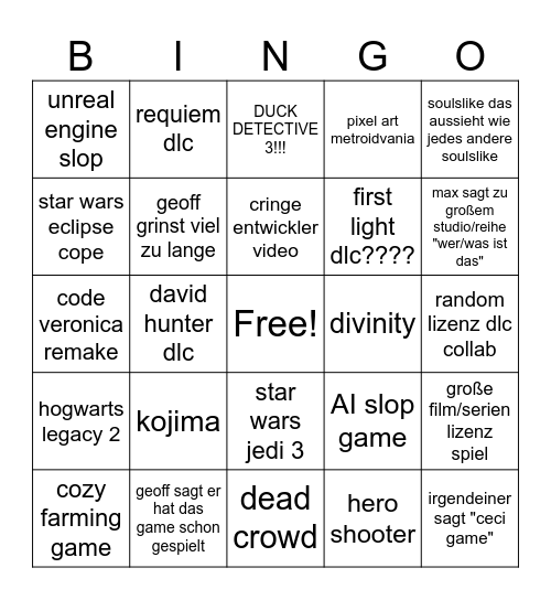Summer Geoff Fest Bingo Card