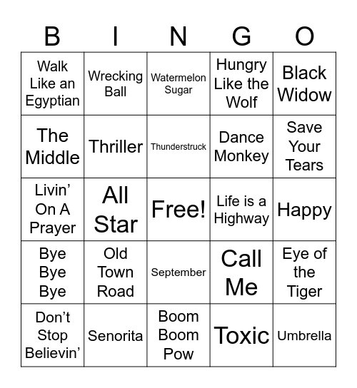 Singo Bingo Card