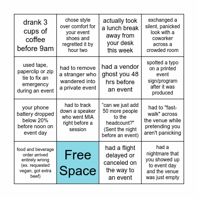 Events COE Bingo - Virtual Bingo Card