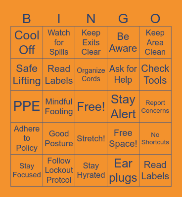 Summer Safety Bingo Card