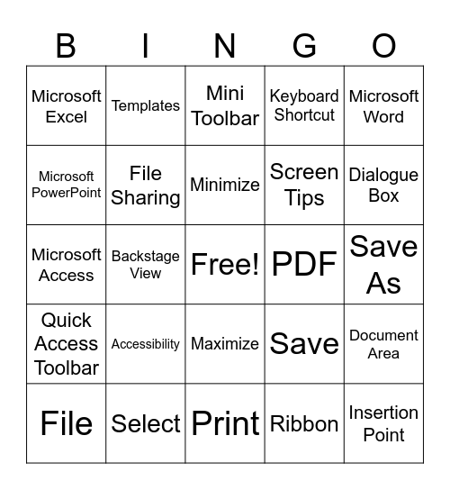 Gangler: Getting Started With Microsoft Office Bingo Card
