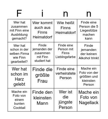 Geburtstagsbingo Card