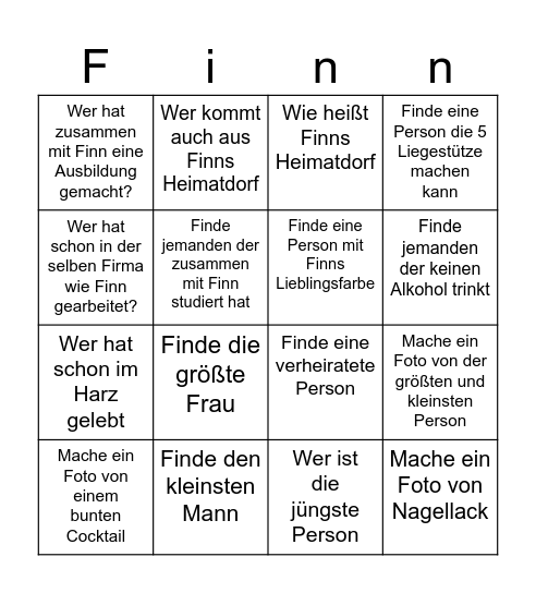 Geburtstagsbingo Card