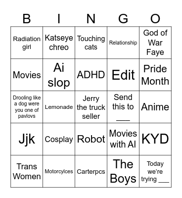Instagram Reels Bingo Card