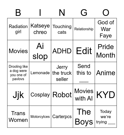 Instagram Reels Bingo Card