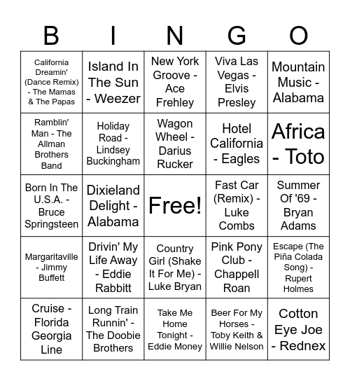 Location, location, location Bingo Card