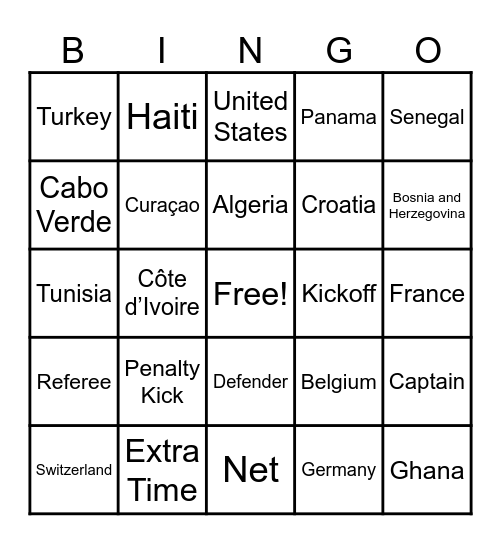 World Cup Bingo Card