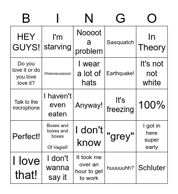 Anyway....Bingo Card Bingo Card