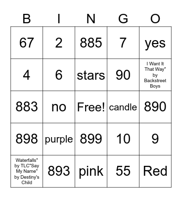 Music Bingo Card