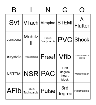 EKG strips Bingo Card