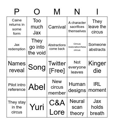 TADC ep 9 Bingo Card