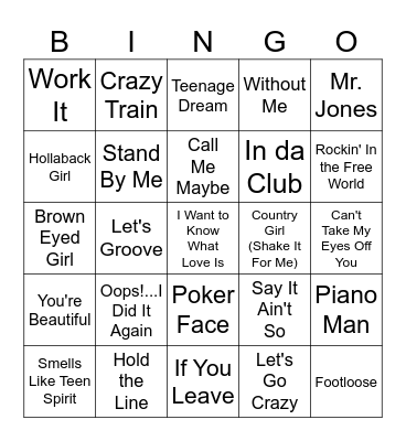 Greatest Hits Bingo #2 Bingo Card