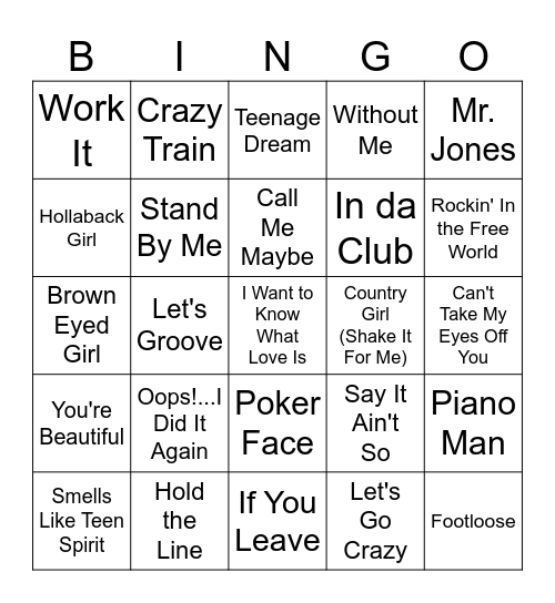 Greatest Hits Bingo #2 Bingo Card
