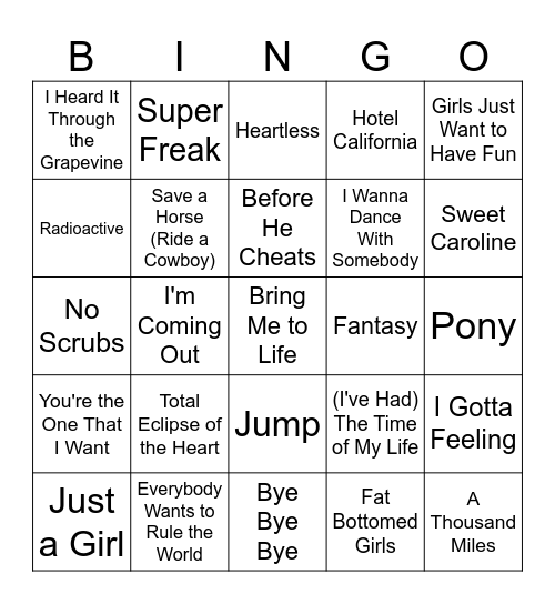Greatest Hits Bingo #3 Bingo Card