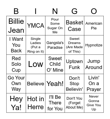 Greatest Hits Bingo #4 Bingo Card