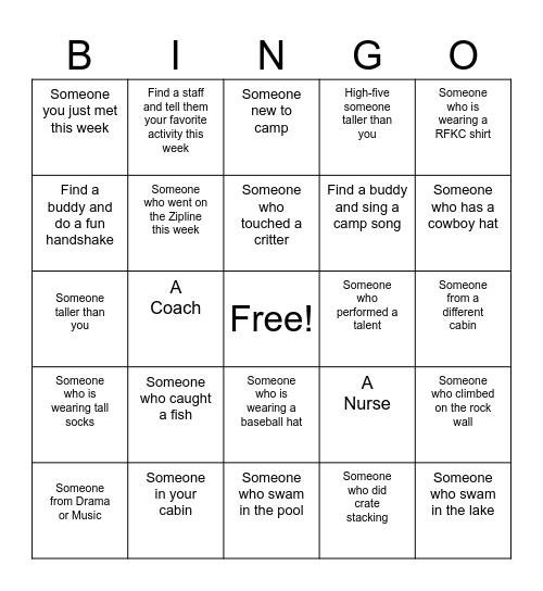 RFKC Bingo Card