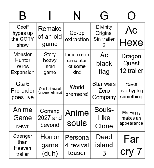 Untitled Bingo Card