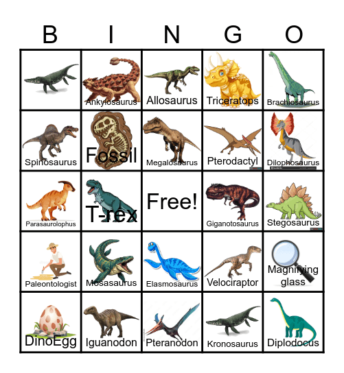 Dinosaur Bingo! Bingo Card
