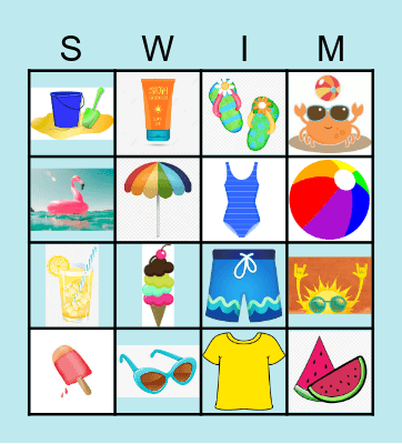 Summer Time Bingo Card
