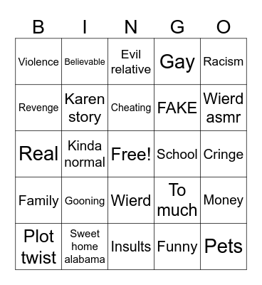 Sus reddit storys Bingo Card