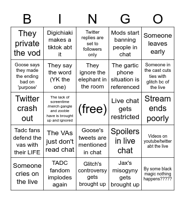 Hunnicast 6/3 bingo Card