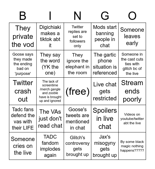 Hunnicast 6/3 bingo Card