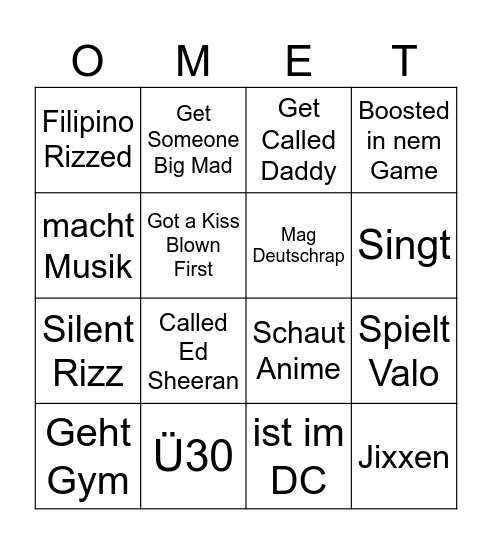 OME TV BINGO Card