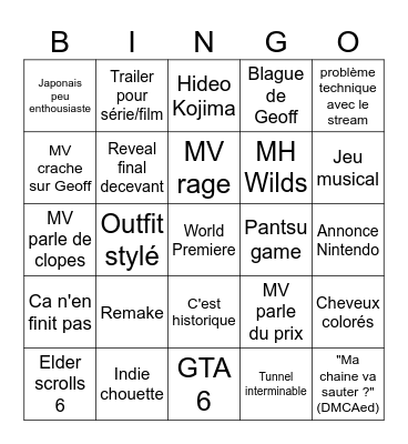 Summer Game Fest 2026 X MisterMV Bingo Card