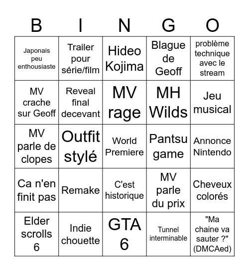 Summer Game Fest 2026 X MisterMV Bingo Card