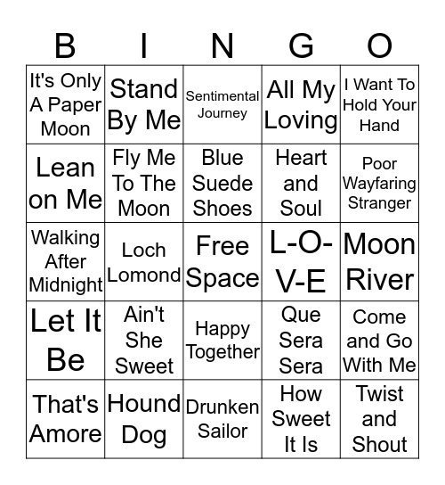 Sing-A-Long Classics Bingo Card