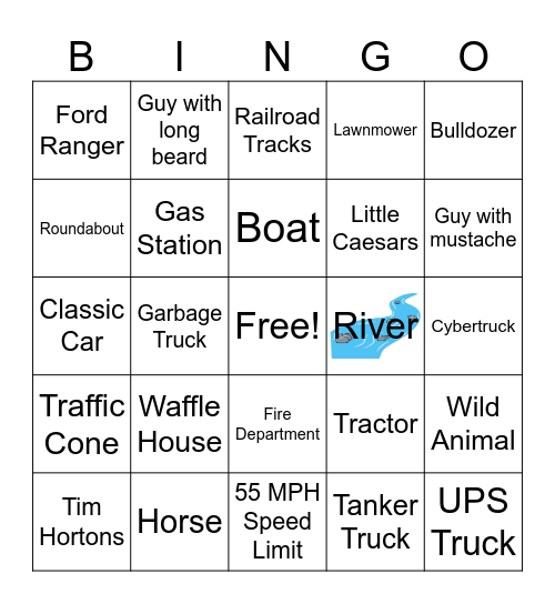 Road Trip Bingo Card