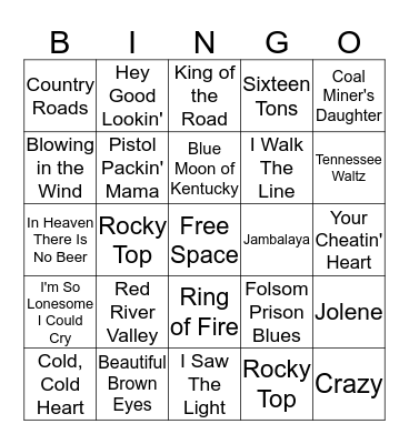 Country Classics Bingo Card