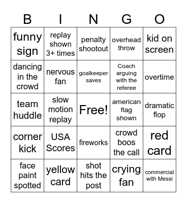 Kedron CFA Soccer Bingo Card