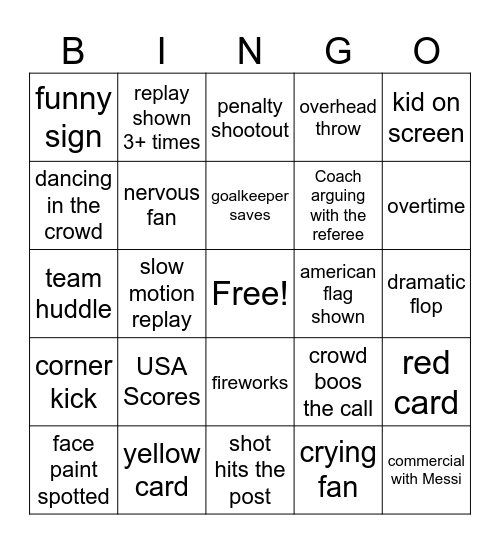 Kedron CFA Soccer Bingo Card