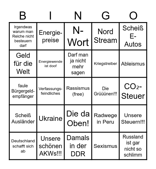 Berufsschule-Aussagen Bingo Card