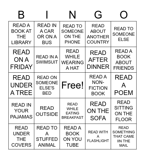 SUMMER READING BINGO Card