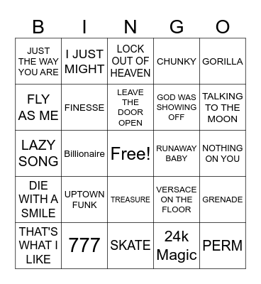 We Love Bruno Bingo Card