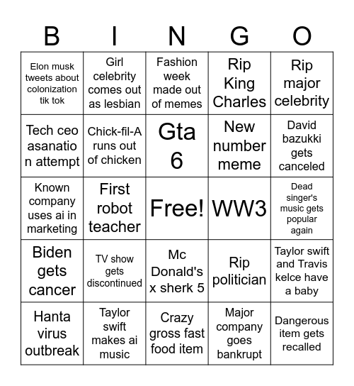 2026 bingo Card