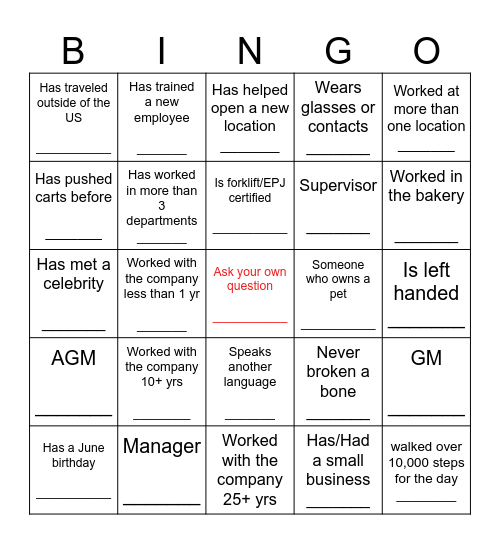 DDC Networking Bingo Card