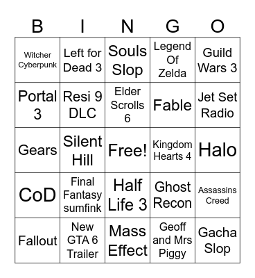 Summer Game Fest/XBOX 2026 Bingo Card