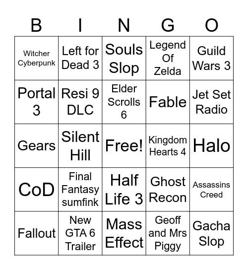 Summer Game Fest/XBOX 2026 Bingo Card